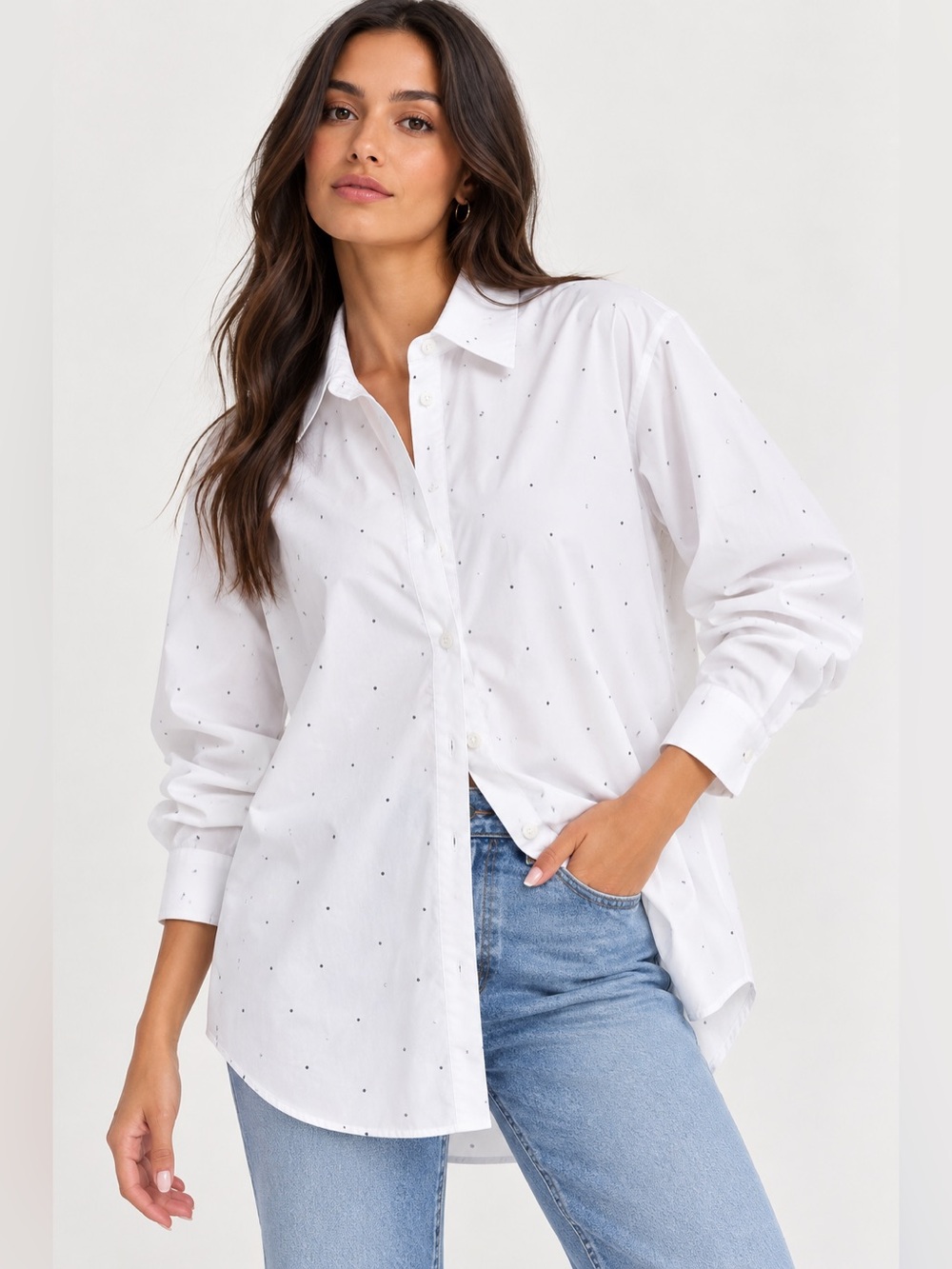 GOOD AMERICAN Crystal Poplin Good Shirt